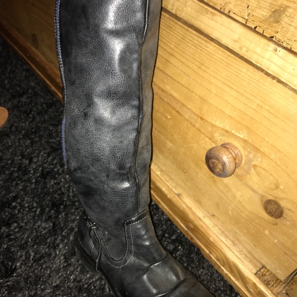 Grey Steve Madden Riding Boots w/ Blue Zipper - Picture 2 of 3