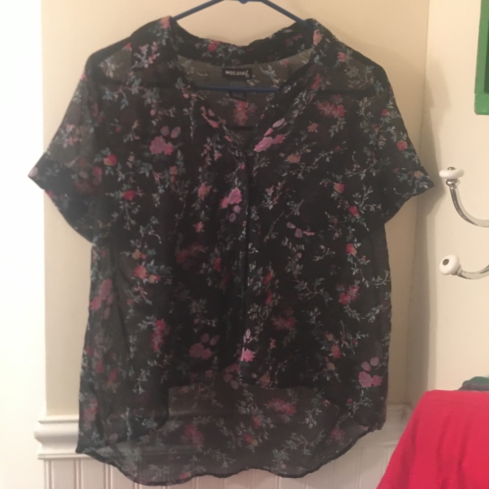 Wet Seal collared see through polyester blouse