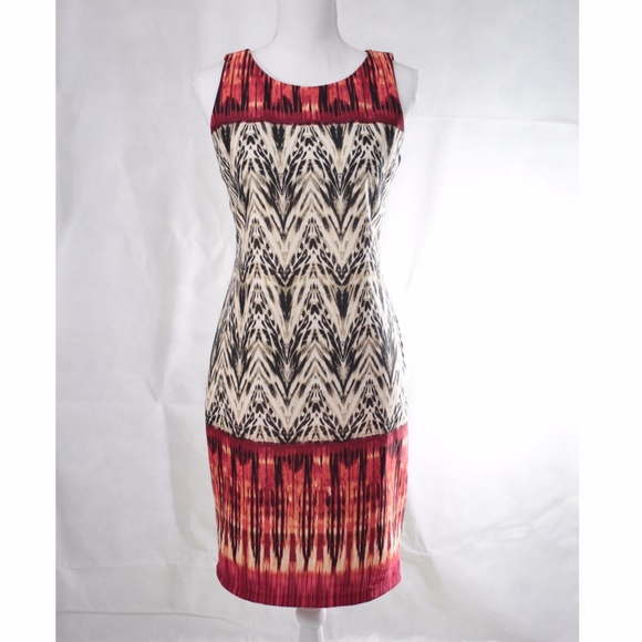 Chevron Animal Print Dress Keyhole Back Size Small - Picture 2 of 5