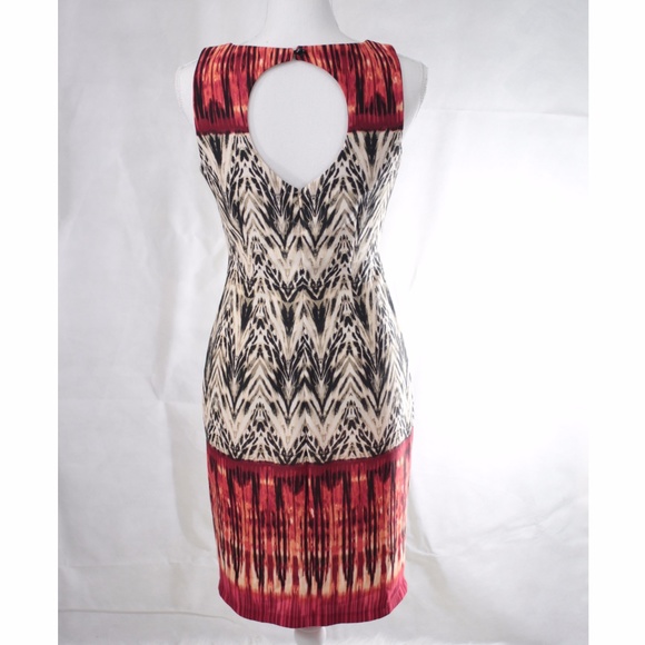 Chevron Animal Print Dress Keyhole Back Size Small - Picture 5 of 5