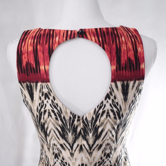Chevron Animal Print Dress Keyhole Back Size Small - Picture 4 of 5