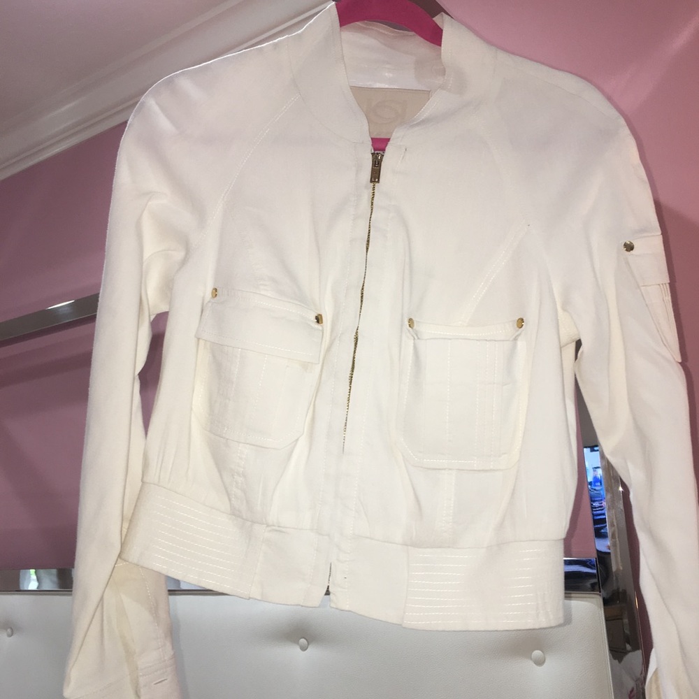 Bebe Collection Linen Bomber Jacket
