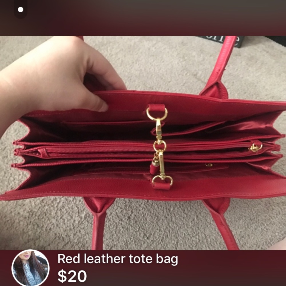Red leather tote Joy and Imani
