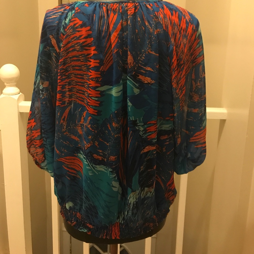 Style & Co Tropical Print Blouse - Picture 2 of 3