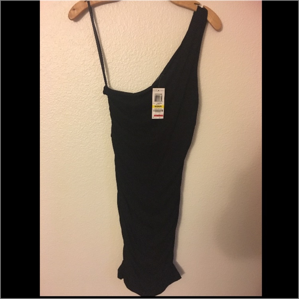 One shoulder black dress