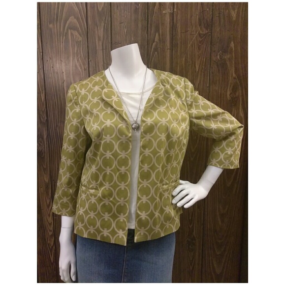 Talbots Yellow Green pattern blazer size 6 - Picture 6 of 10