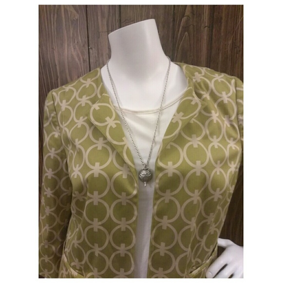 Talbots Yellow Green pattern blazer size 6 - Picture 3 of 10