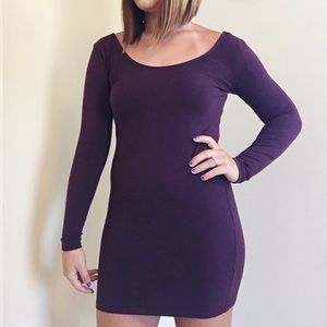 Plum long sleeve bodycon dress Garage