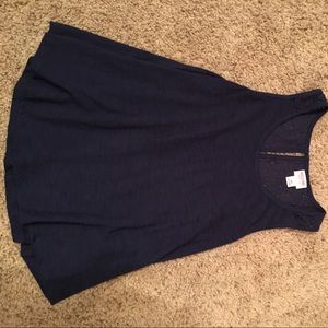 Navy blue tank with keyhole and lace back detail