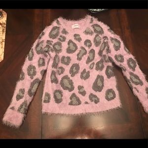Justice Girls Animal Print Fuzzy Sweater