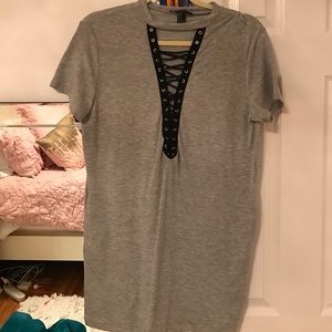 Lace up tshirt dress