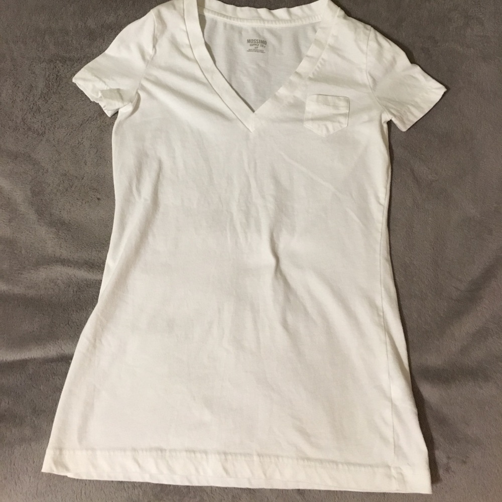 Plain White V-neck w/ Pocket