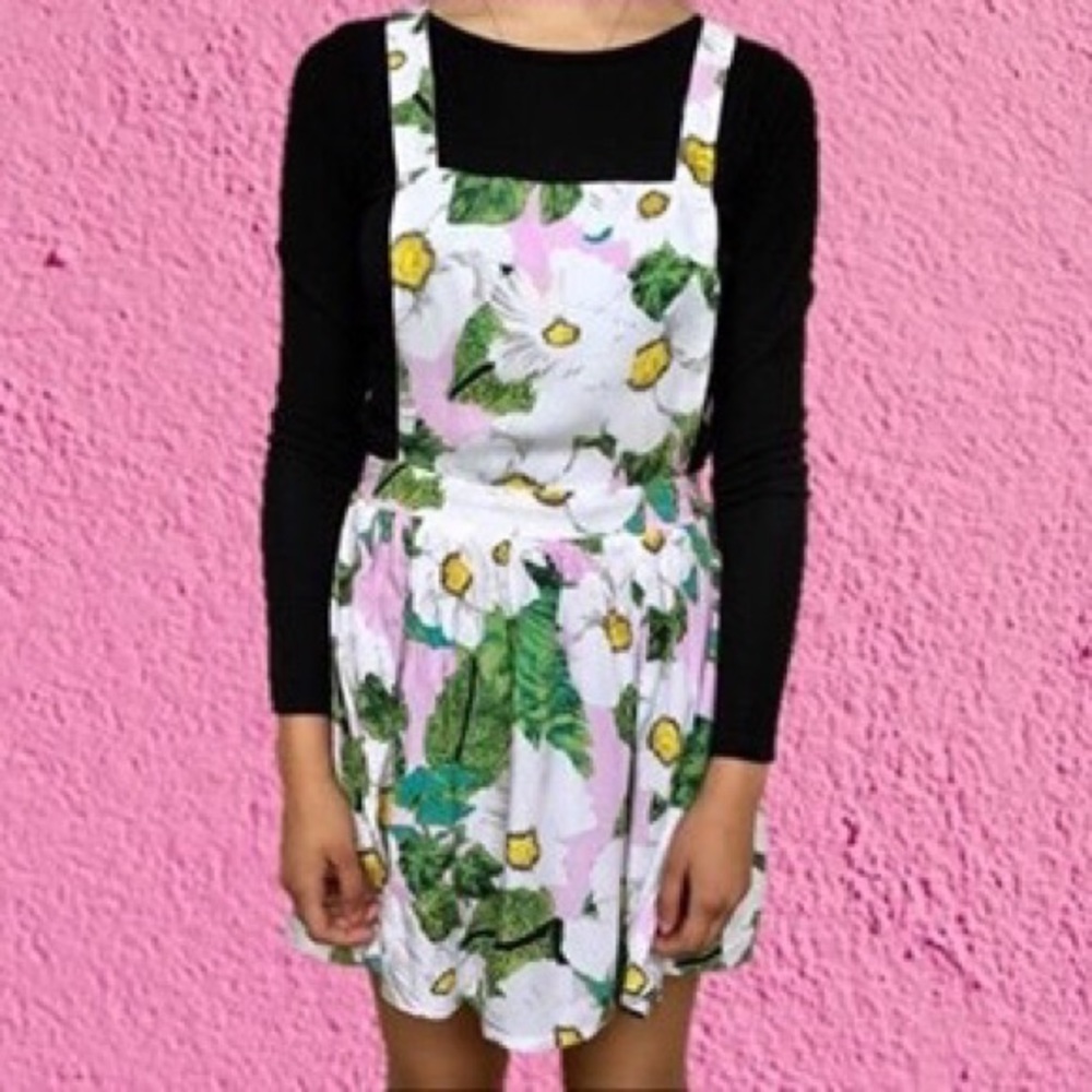 Retro Tropical Floral Print Pastel Pink Jumper