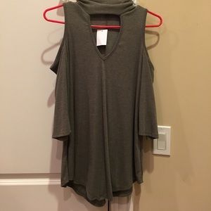 High neck half sleeve cotton shirt