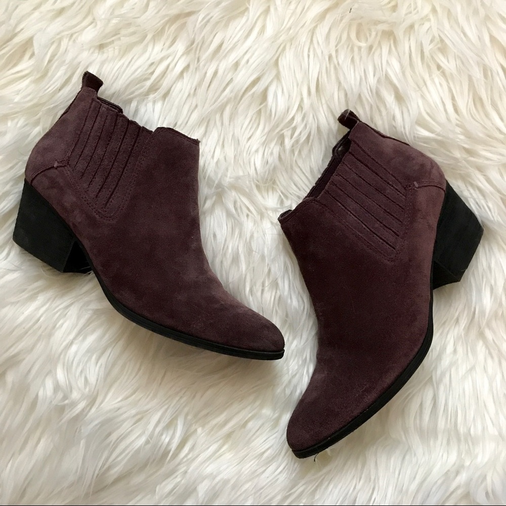 leather plum western booties