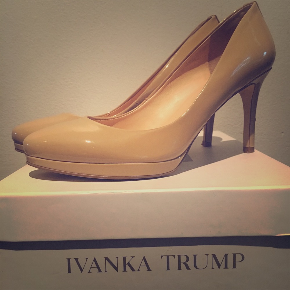 Size 7.5 Ivanka Trump nude patent leather pumps