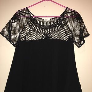 Aeropostale black mesh/flounce top