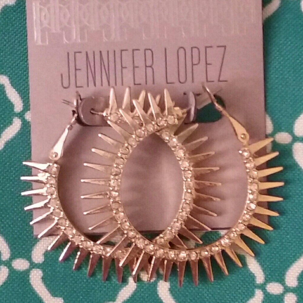 Jlo spiked  earrings w/bling &gold tone. NWT