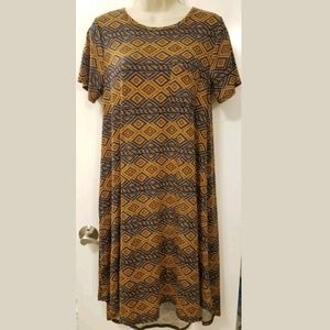 Lularoe Carly Dress Orange Brown Blue XS