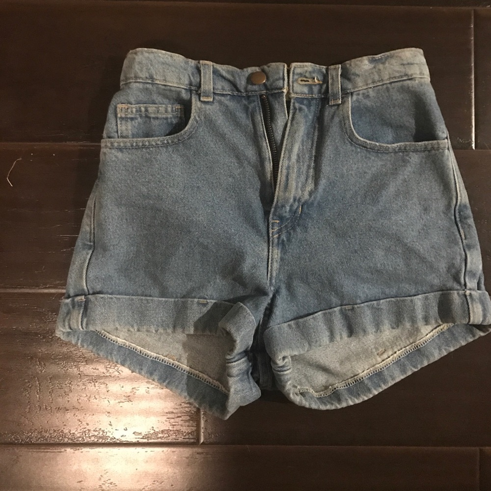 High rise denim shorts