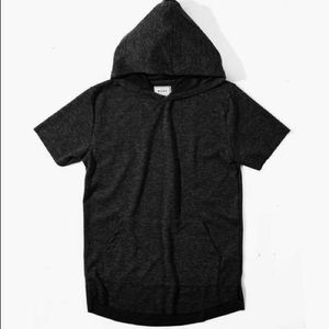 Heather charcoal grey short sleeve hoodie