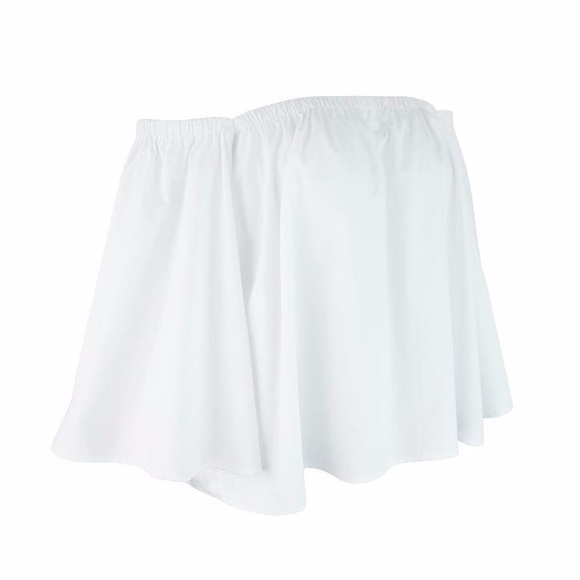 Off Shoulder Bell Sleeve Ruffle Crop Blouse White - Picture 6 of 8