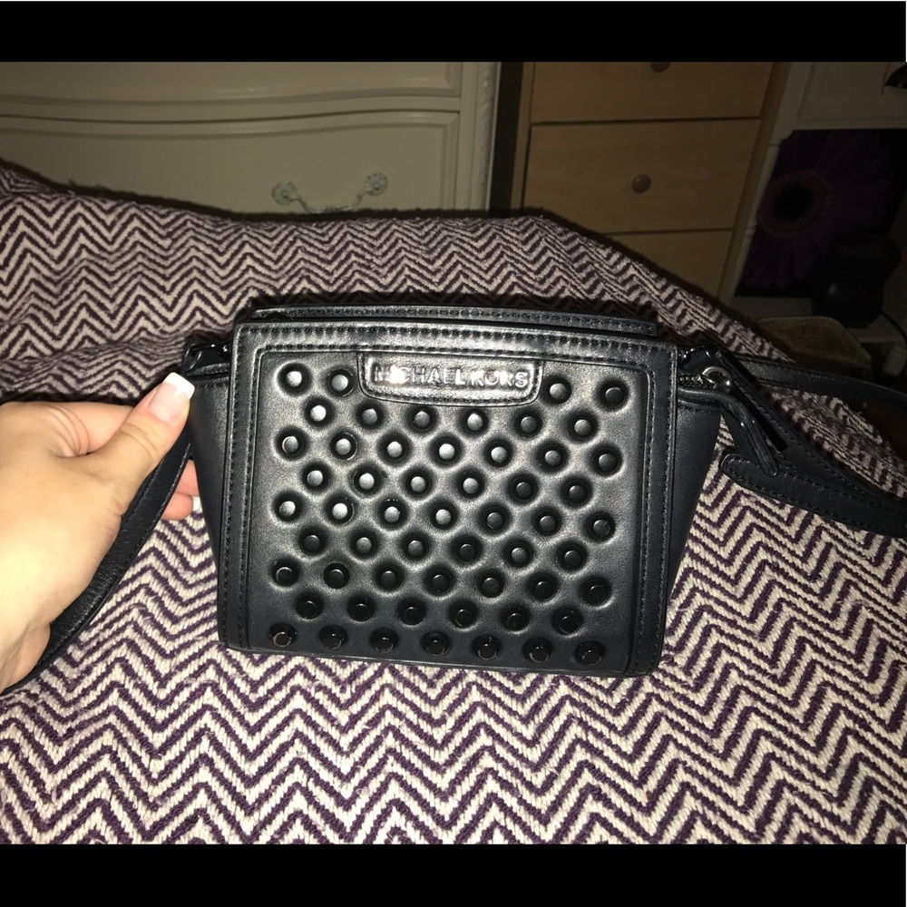 Michael Kors Black Small front Studded Crossbody