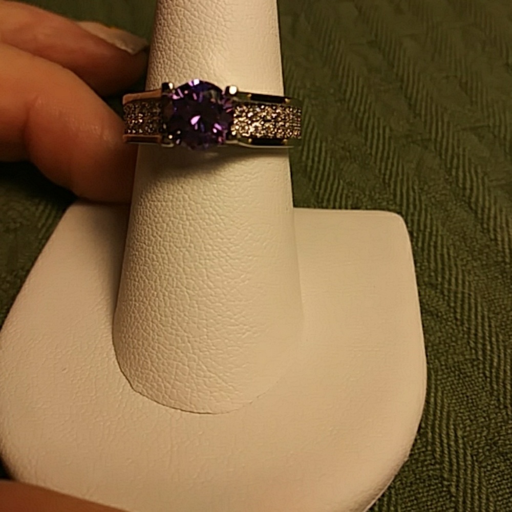 SOLD Lab created purple amethyst engagement ring