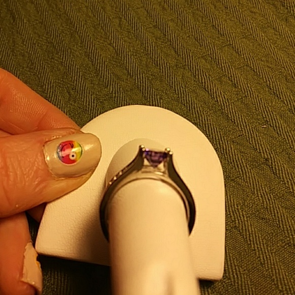 SOLD Lab created purple amethyst engagement ring - Picture 3 of 4