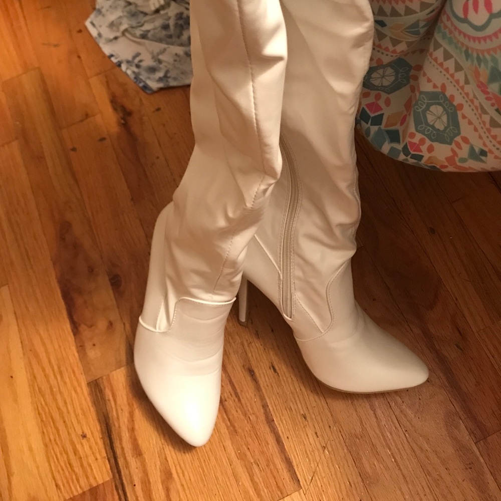 White over the knee boots