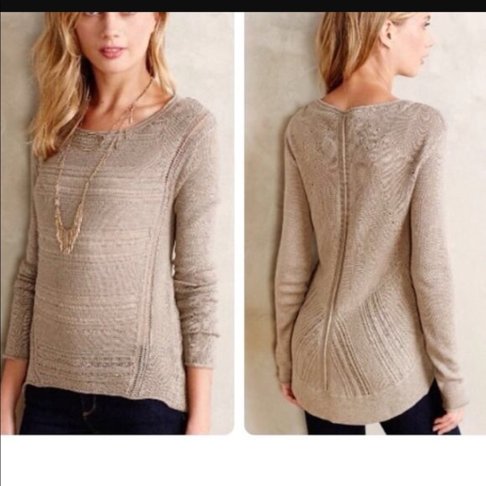 Anthropologie Moth High-low Taupe Sweater Sz S - Picture 1 of 5