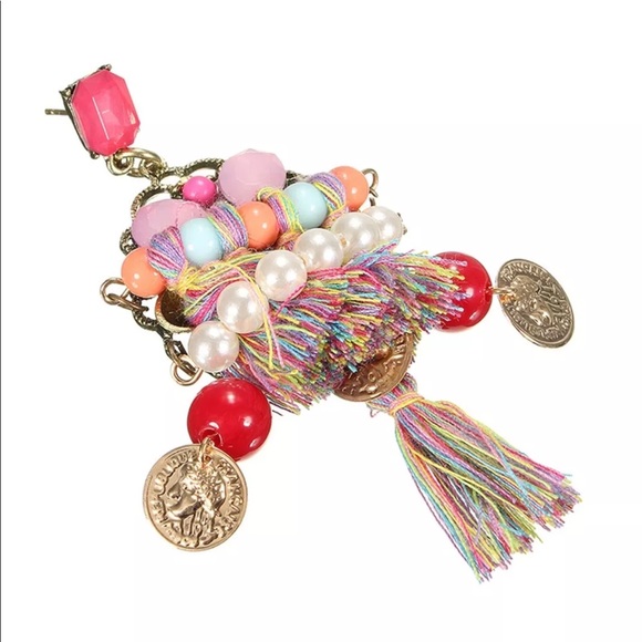 🆕BOHO CHÍC GYPSY LONG TASSLE COIN EARRINGS - Picture 5 of 8