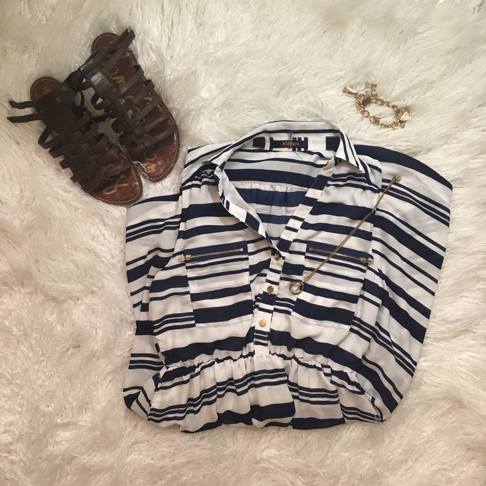 🌼Navy and White Striped Dress🌼