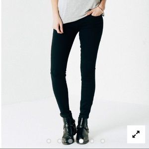 DSTLD MidRise Skinny Jeans In Black Powerstretch
