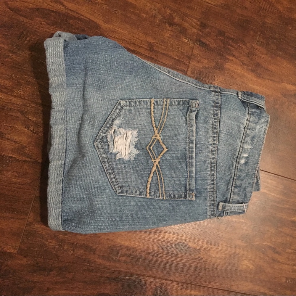 Distressed Blue Jean Shorts