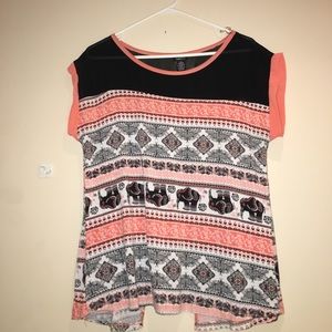 Rue21 black and peach top