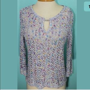 St. John Sport crocheted knit keyhole pullover