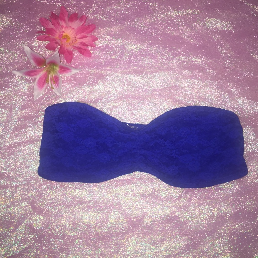 🆕Victoria's Secret PINK CobaltBlue Lace Bandeau M