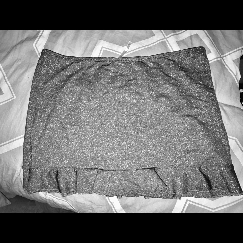 Silver free people mini skirt with flare bottom