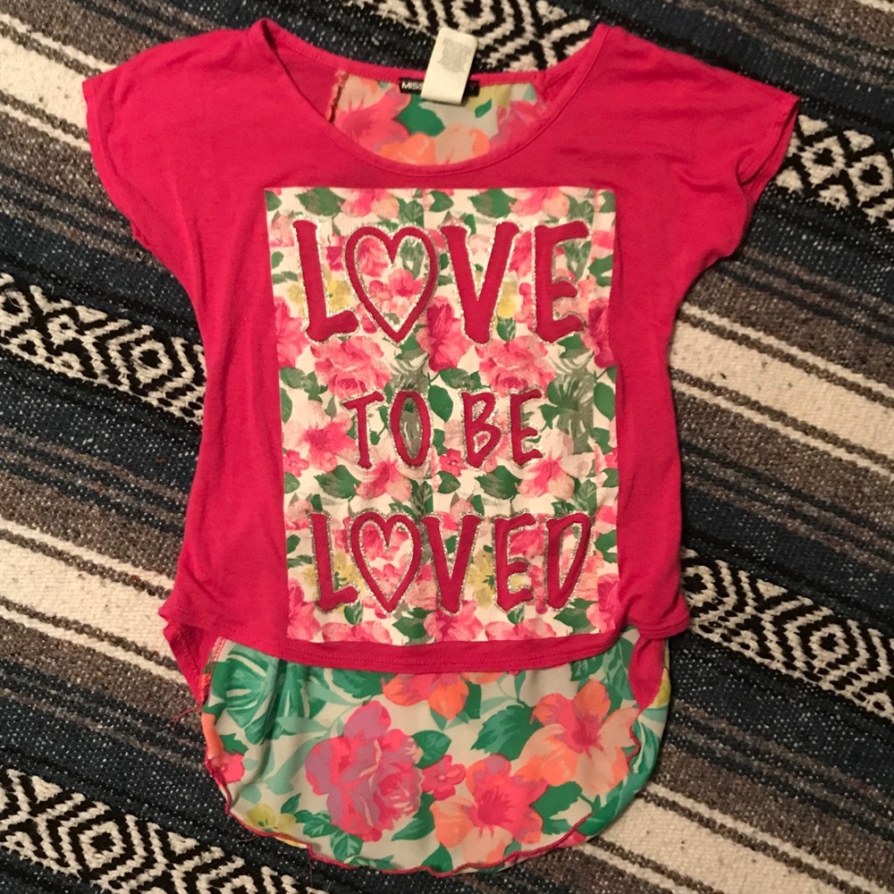 Pink floral blouse