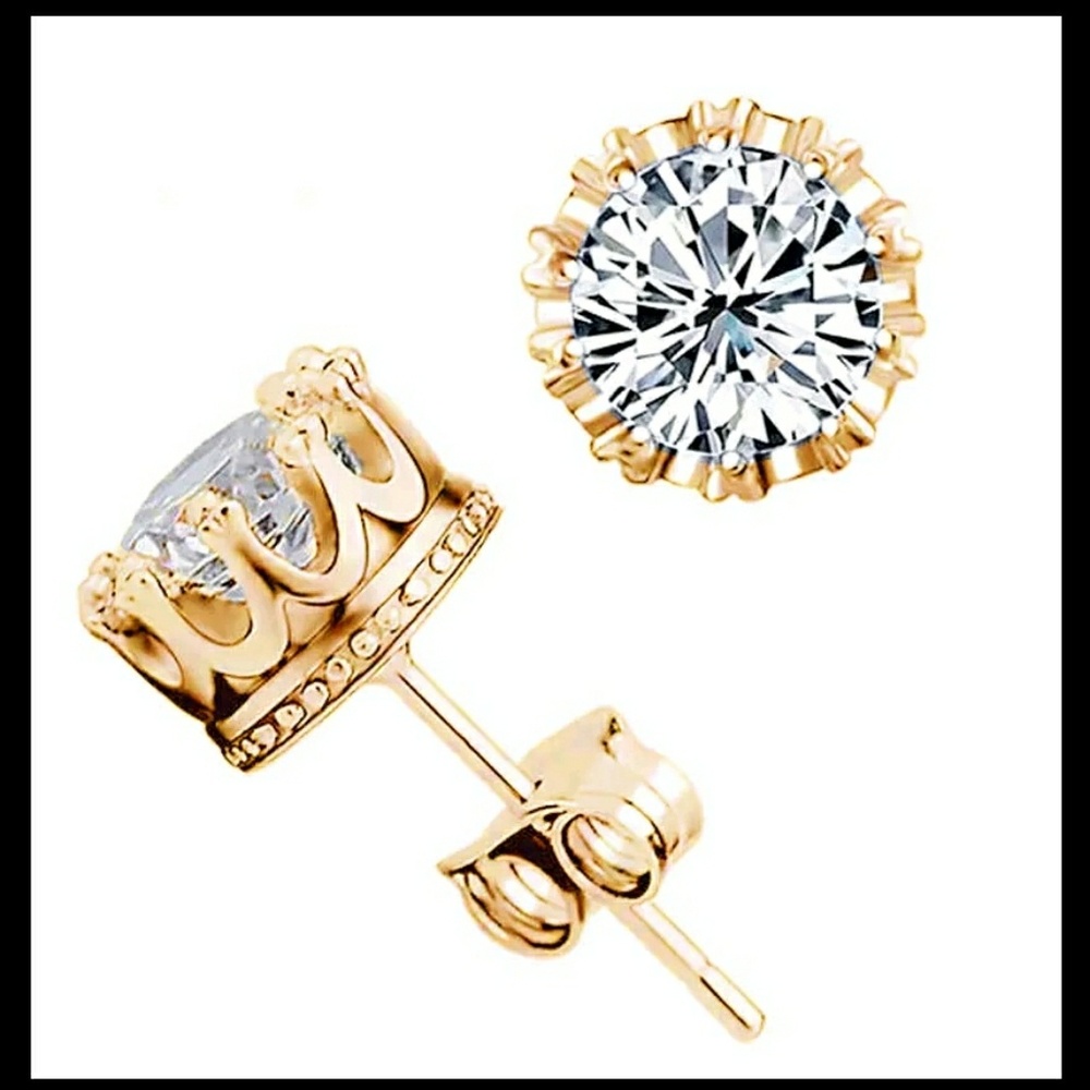 18K Gold Plated Crown Earrings