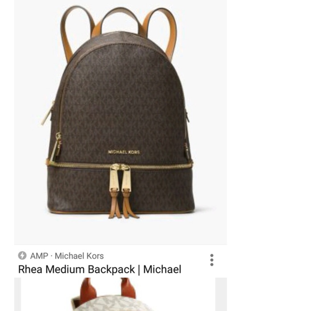 ISO Michael Kors Rhea Medium Backpack Brown/ Gold