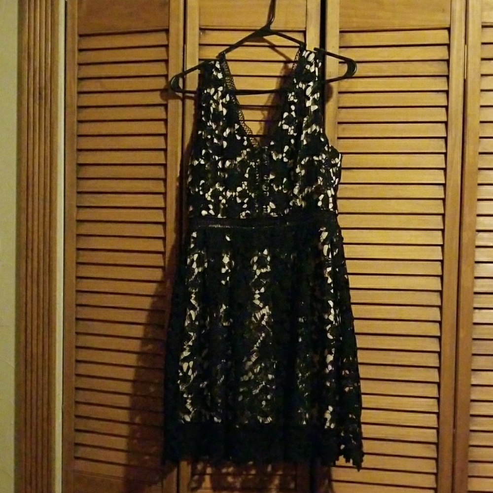 Black lace knee length dress
