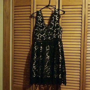 Black lace knee length dress