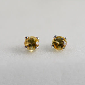 Citrine earrings sterling silver studs 3mm