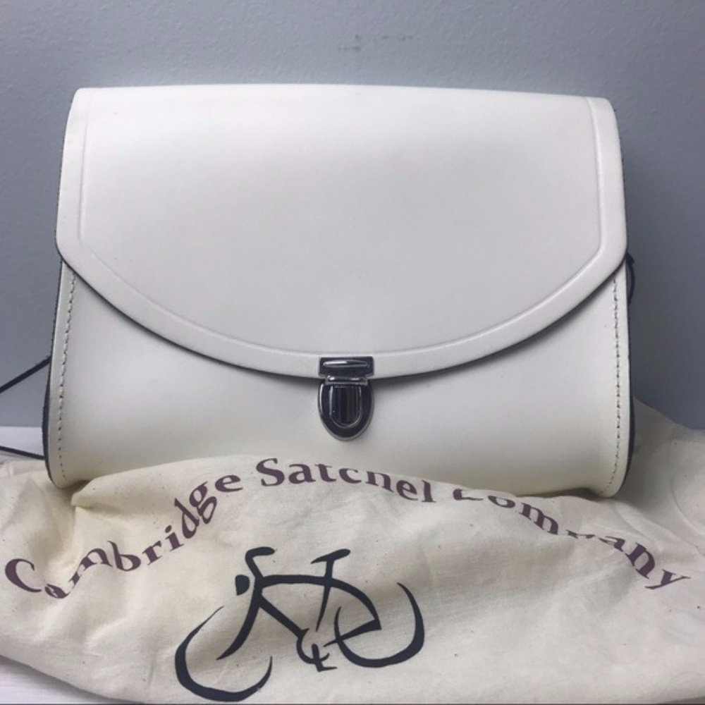 White cambridge satchel push Lock crossbody bag