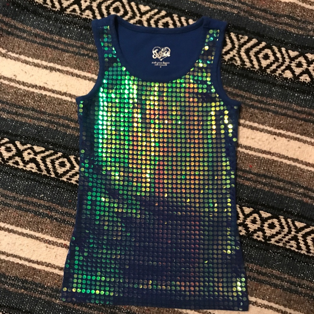 Blue sequined tank top