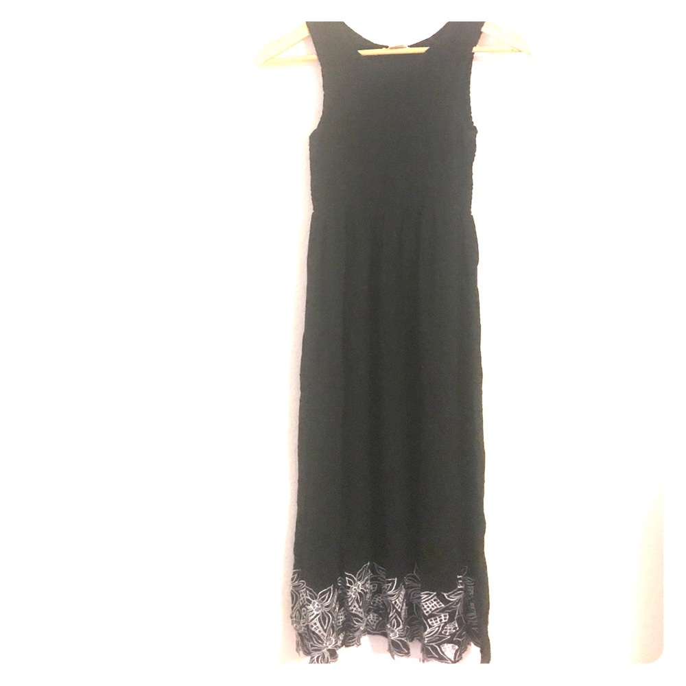 Black maxi dress with white detailing