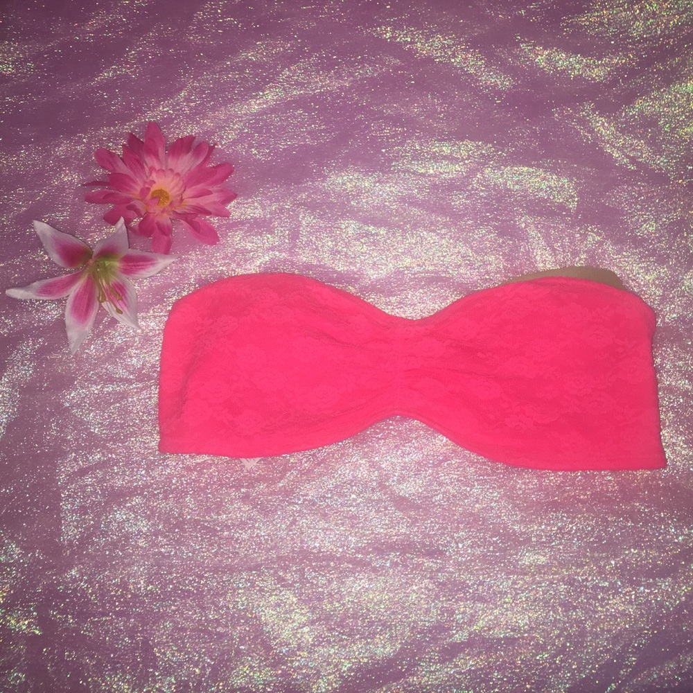 Pink Victoria's Secret Hot Pink Lace Bandeau M