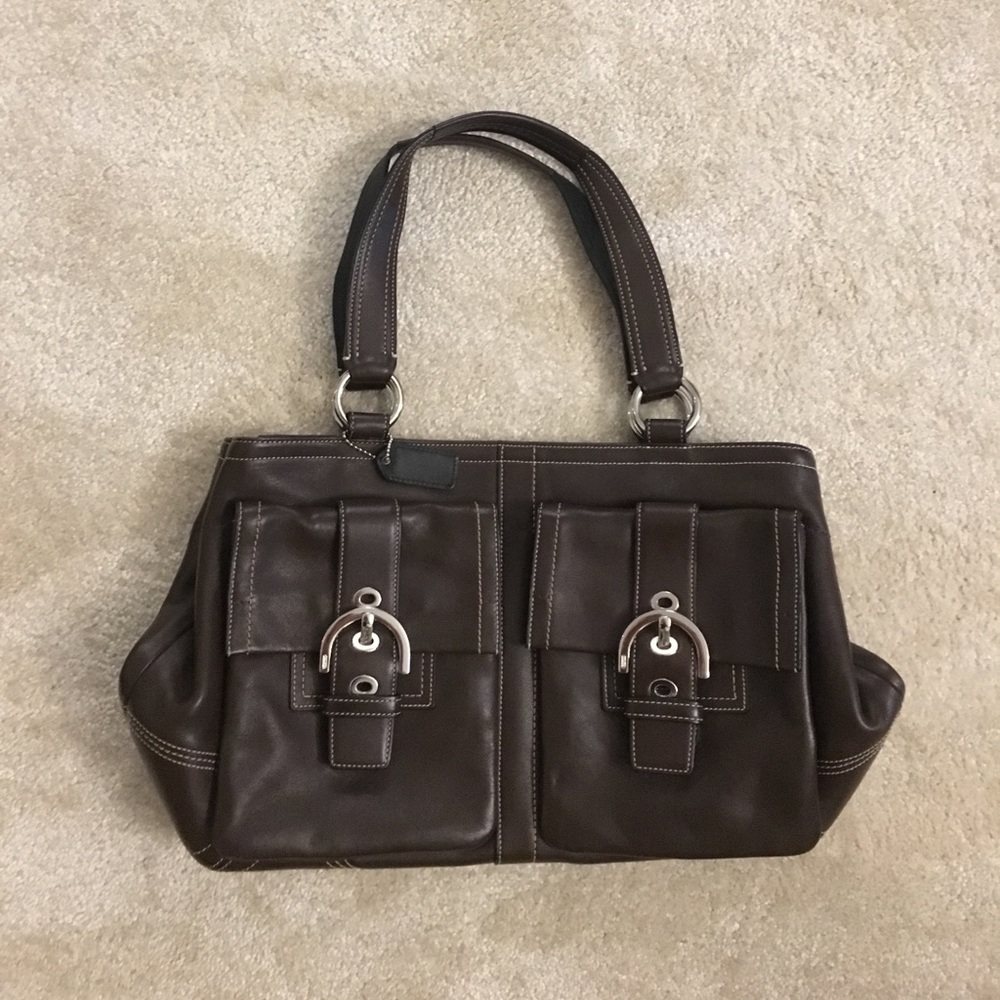 Brown leather Coach purse